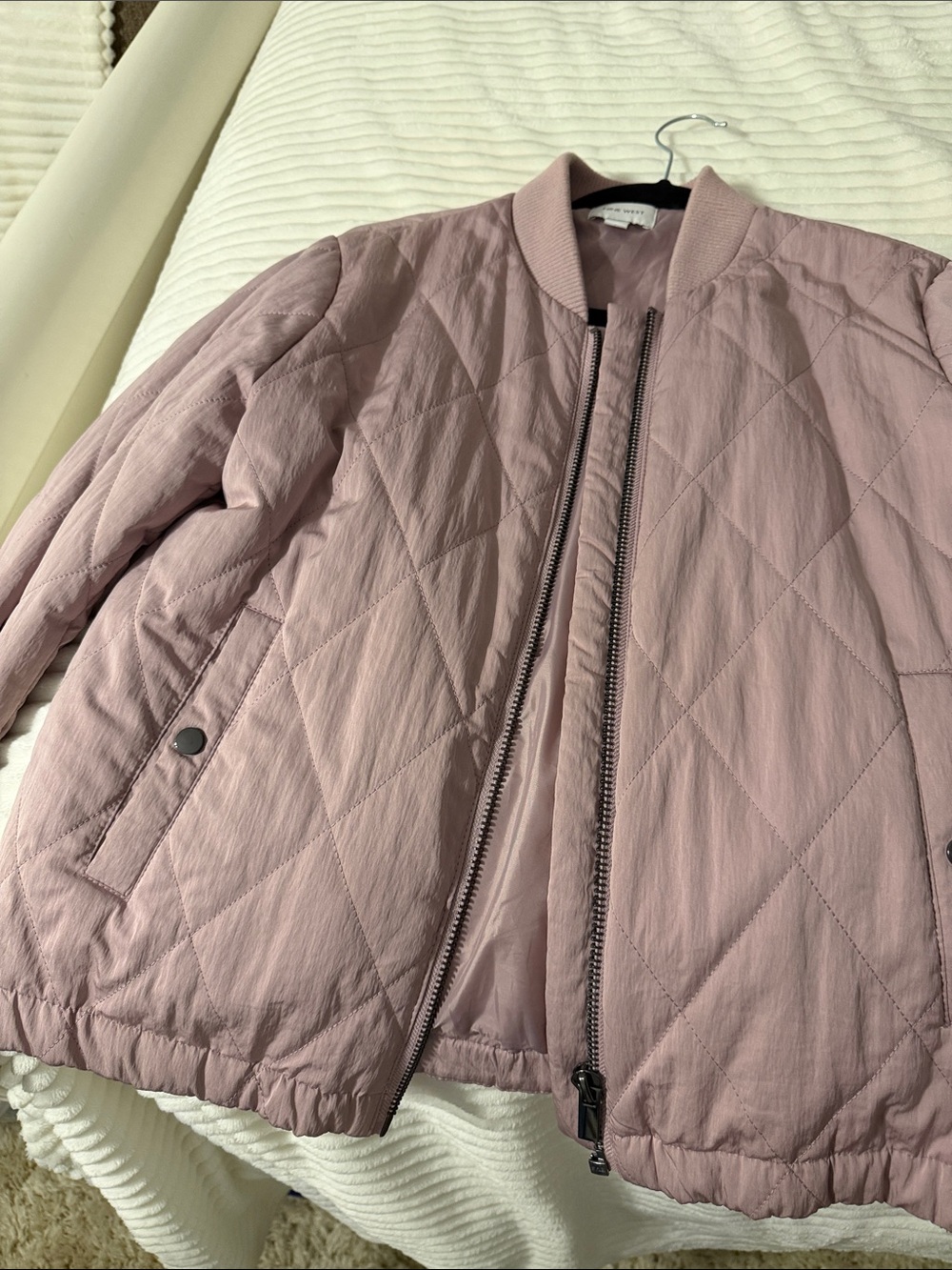 Nine West Dusty Rose Quilted Bomber Jacket